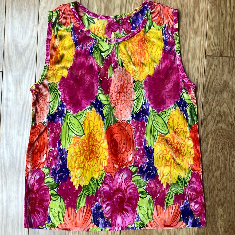 Vintage Boxy plise floral Tank Top